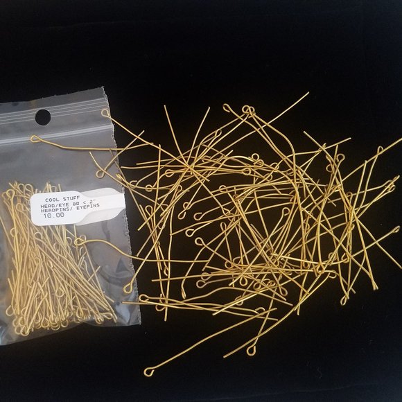EYE PINS 160 Brass MIXED LENGTHS 0.5 to 2 inch NEW bundle lot set - Picture 2 of 8